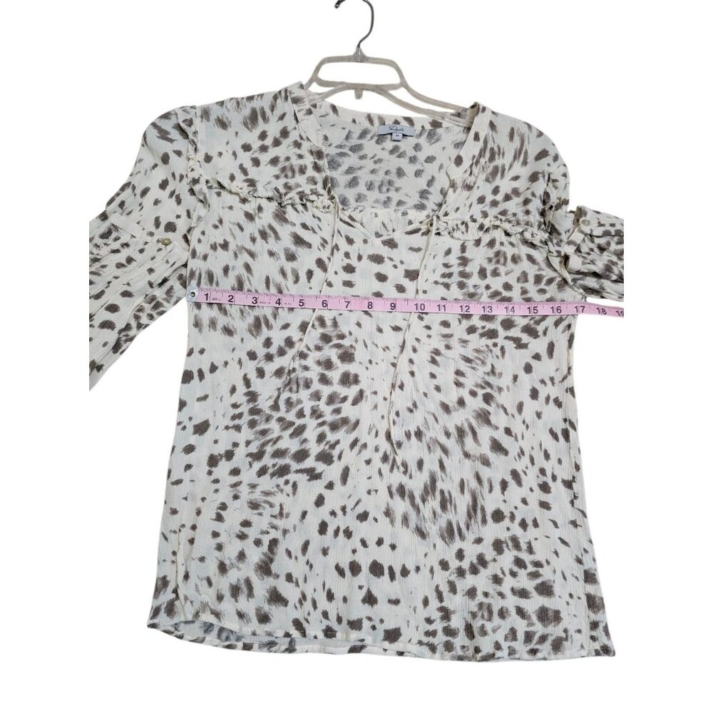 Rails Womens M Blouse Ivory Animal Print Crinkle Top Boho Minimalist Y2K - Picture 5 of 6